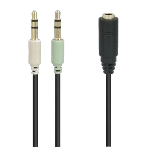 GOOBAY καλώδιο 3.5mm 4pin σε 2x 3.5mm 3pin 48980, 0.4m, μαύρο - Image 1
