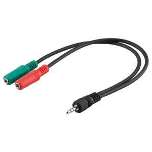 GOOBAY καλώδιο 3.5mm AUX 4-pin σε 2x AUX 3-pin 50467, 0.3m, μαύρο - Image 1