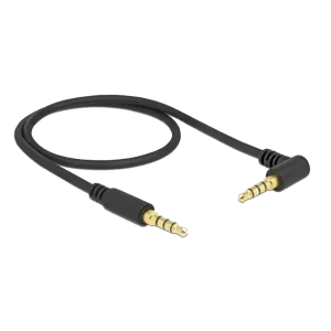 DELOCK καλώδιο Jack stereo σε Jack stereo 4pin 3.5mm, 90°, μαύρο, 0.5m - Image 1