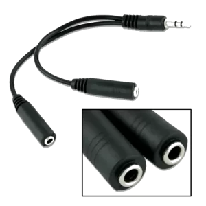 POWERTECH καλώδιο 3.5mm αρσενικό σε 2x 3.5mm θηλυκό CAB-J011 0.2m, μαύρο - Image 1
