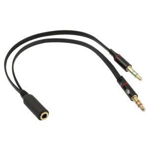 POWERTECH καλώδιο 2x 3.5mm σε 3.5mm θηλυκό CAB-J047, 0.2m, μαύρο - Image 1