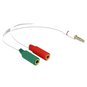 POWERTECH καλώδιο 3.5mm 4pin σε 2x 3.5mm θηλυκά CAB-J050, 0.2m, λευκό - Image 1